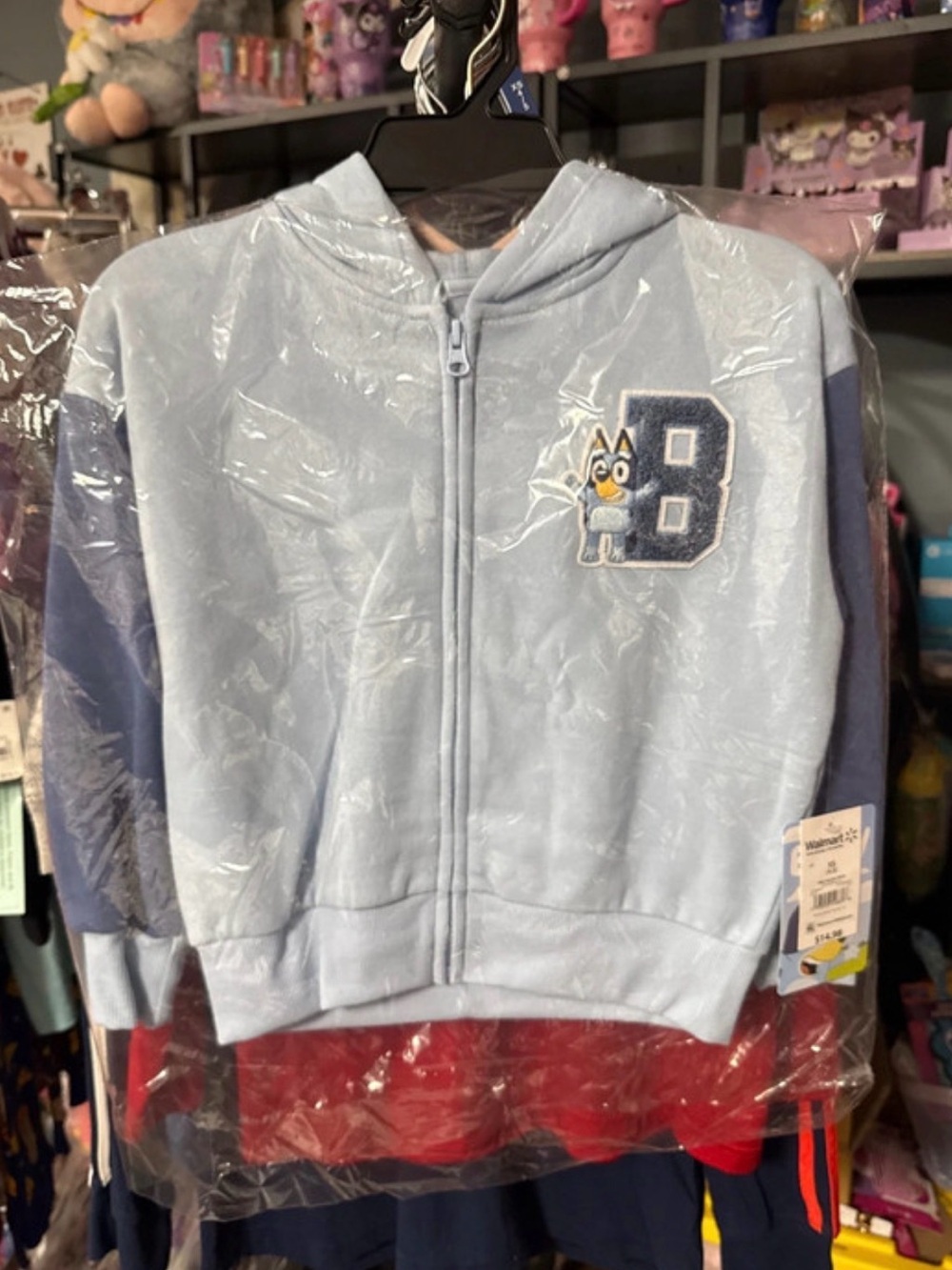 Kids Light Blue Zip Hoodie with 'B' Patch